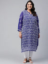 Ada Hand Embroidered Royal Blue Georgette Lucknowi Chikankari Straight Kurta with Slip A100347