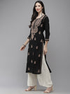Ada Hand Embroidered Black Cotton Lucknow Chikankari Straight Kurta A411338